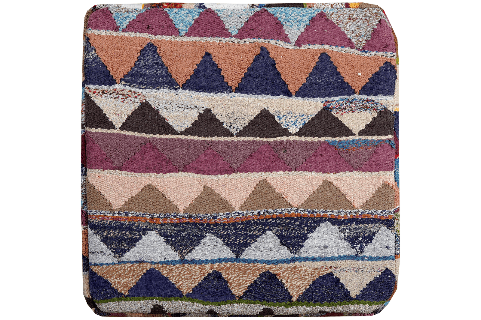 Kelim Pouf — Handmade, 65x65 cm, Multicolor, 100% Virgin Wool | Main view