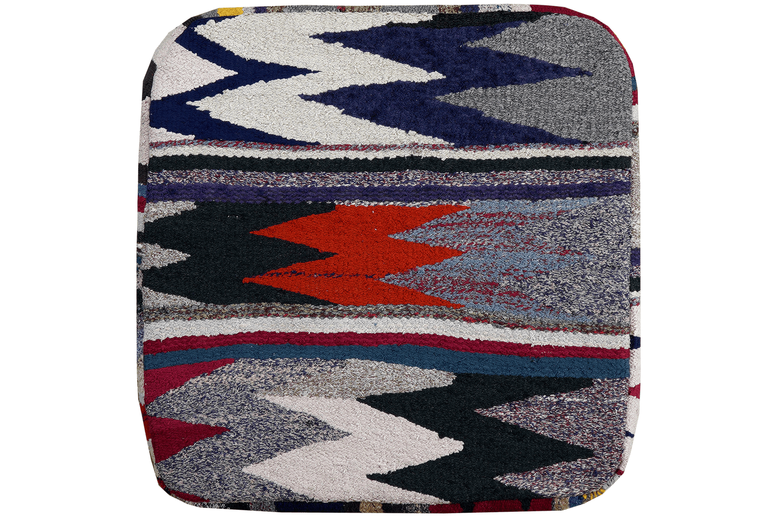 Kelim Pouf — Handmade, 65x65 cm, Multicolor, 100% Virgin Wool | Main view