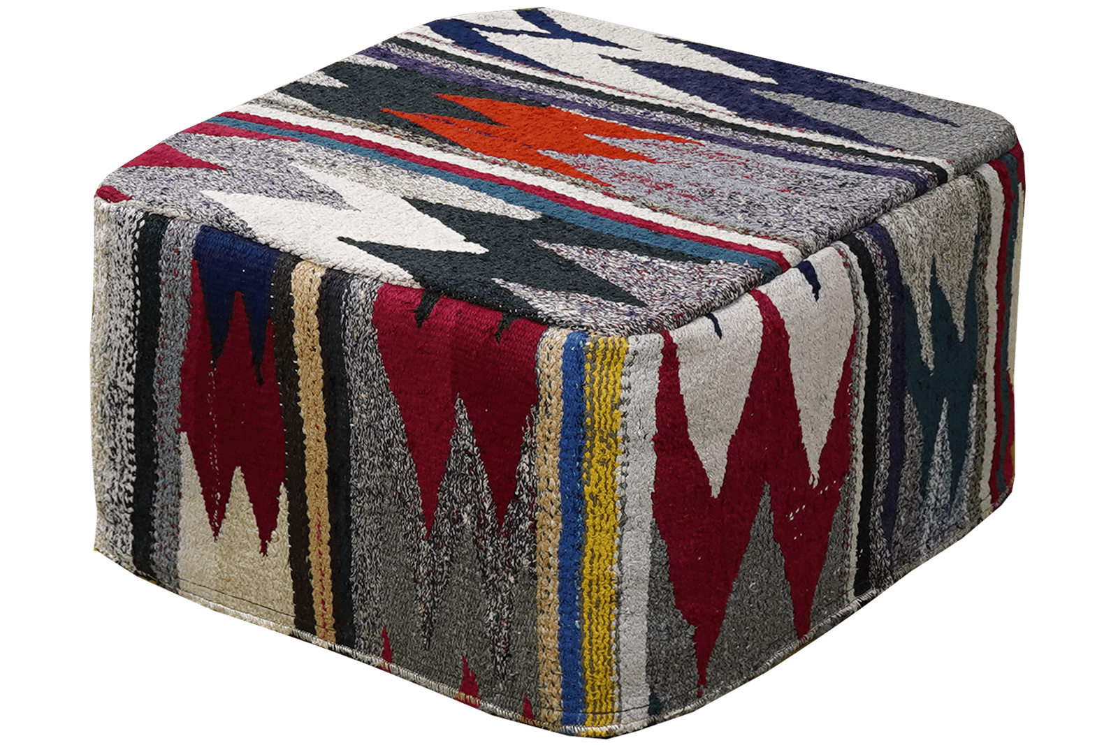 Kelim Pouf — Handmade, 65x65 cm, Multicolor, 100% Virgin Wool | View 4