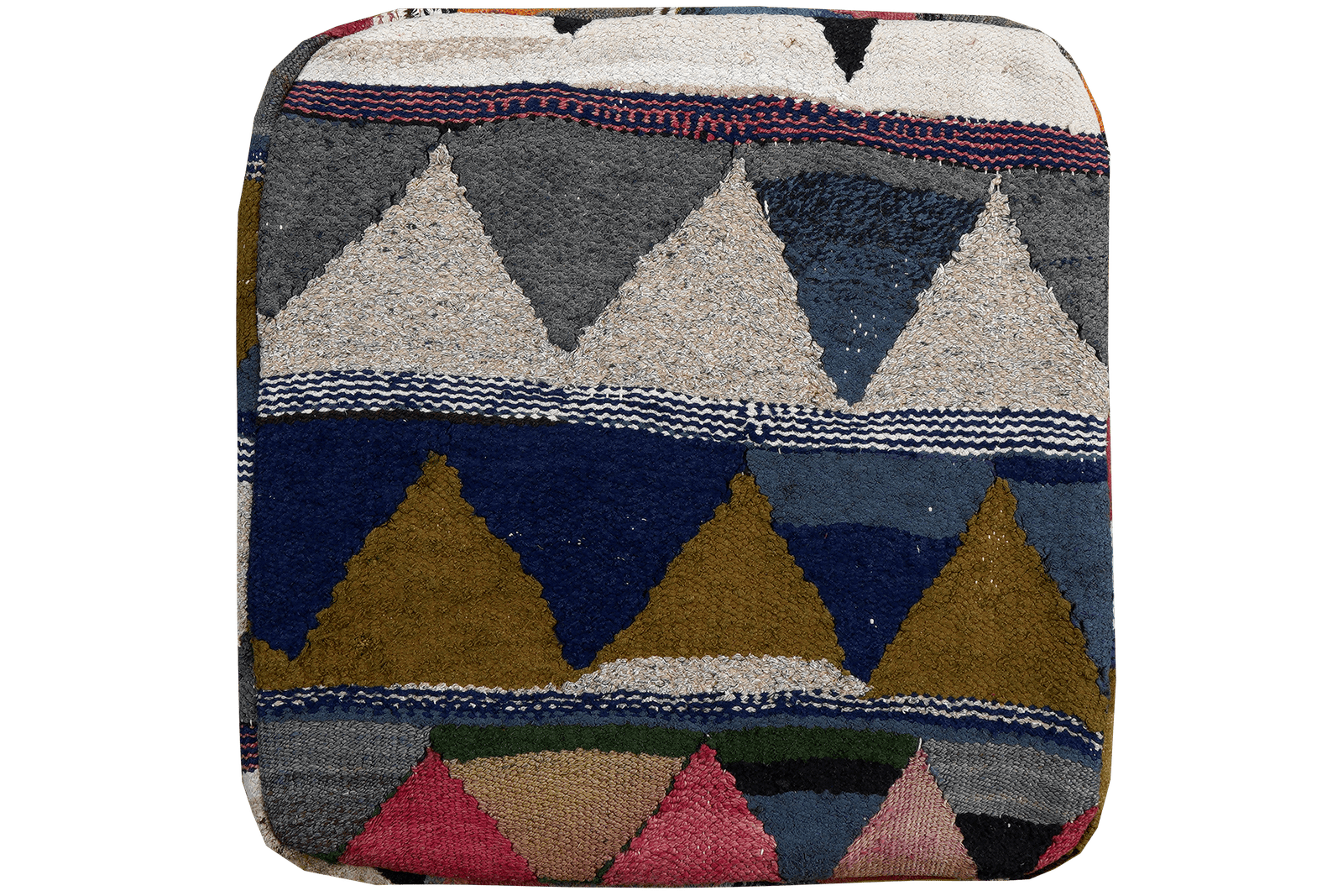 Kelim Pouf — Handmade, 65x65 cm, Multicolor, 100% Virgin Wool | Main view