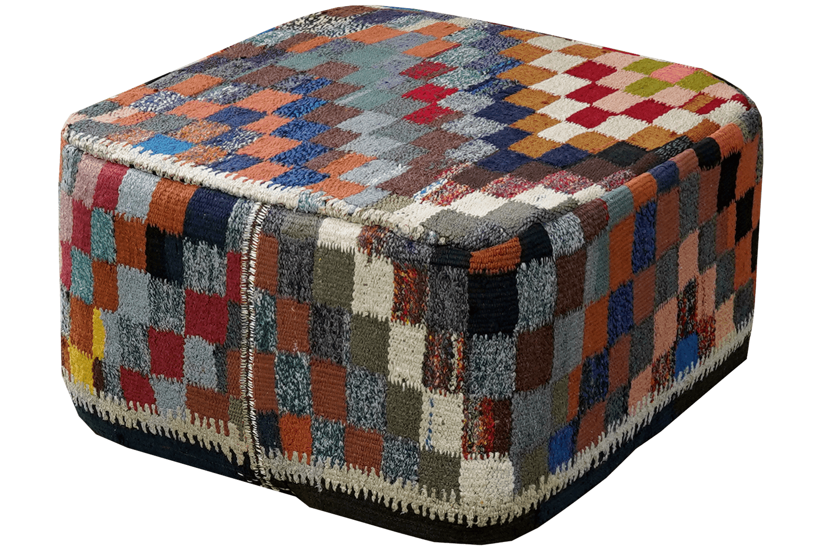 Kelim Pouf — Handmade, 65x65 cm, Multicolor, 100% Virgin Wool | View 4