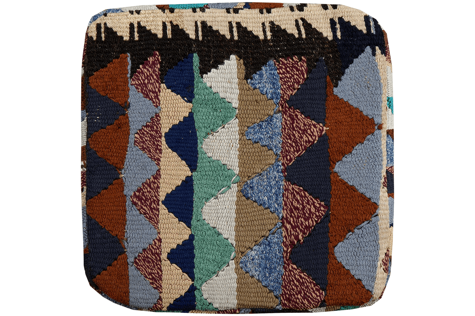 Kelim Pouf — Handmade, 55x55 cm, Multicolor, 100% Virgin Wool | Main view