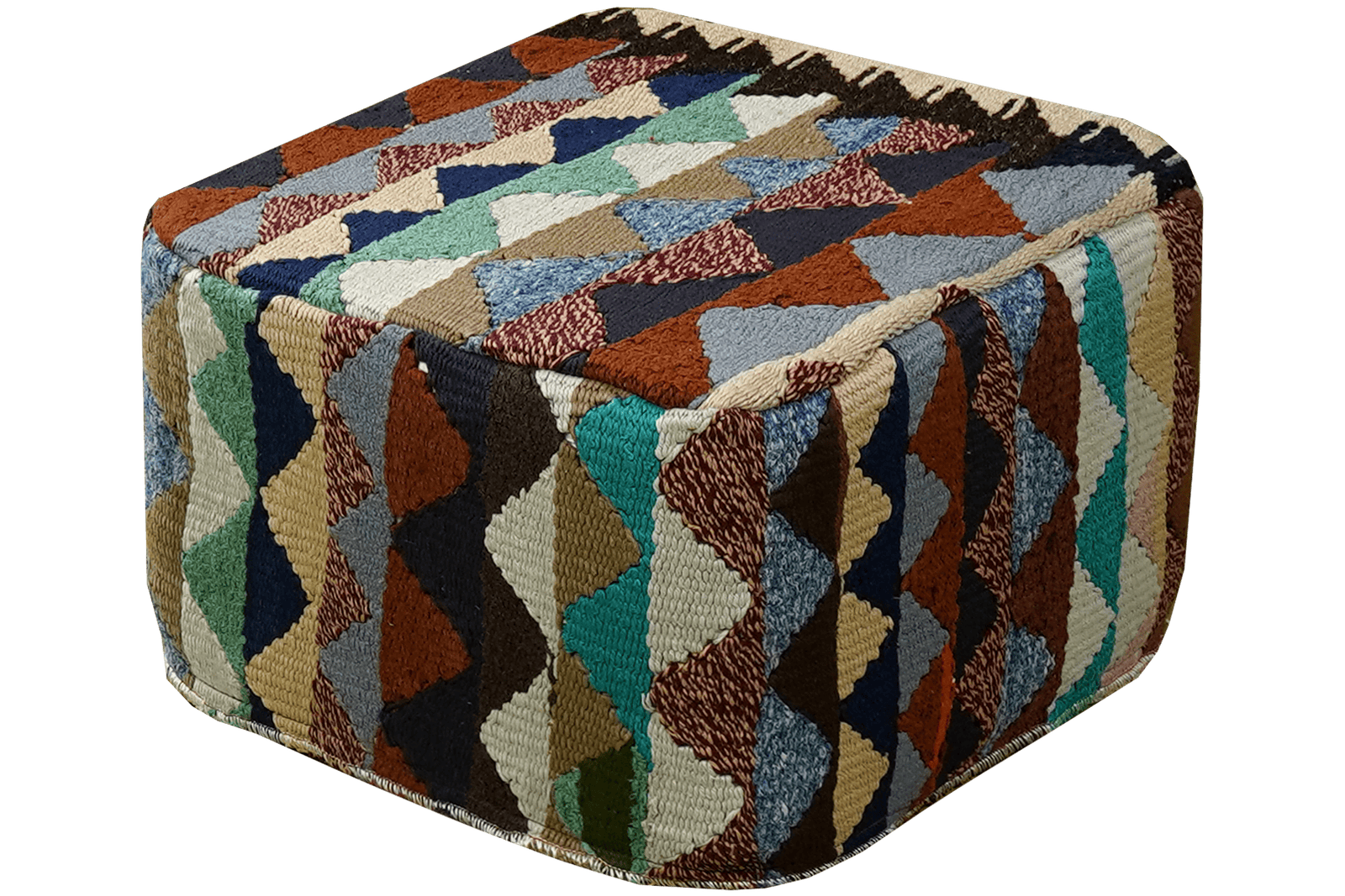 Kelim Pouf — Handmade, 55x55 cm, Multicolor, 100% Virgin Wool | View 4