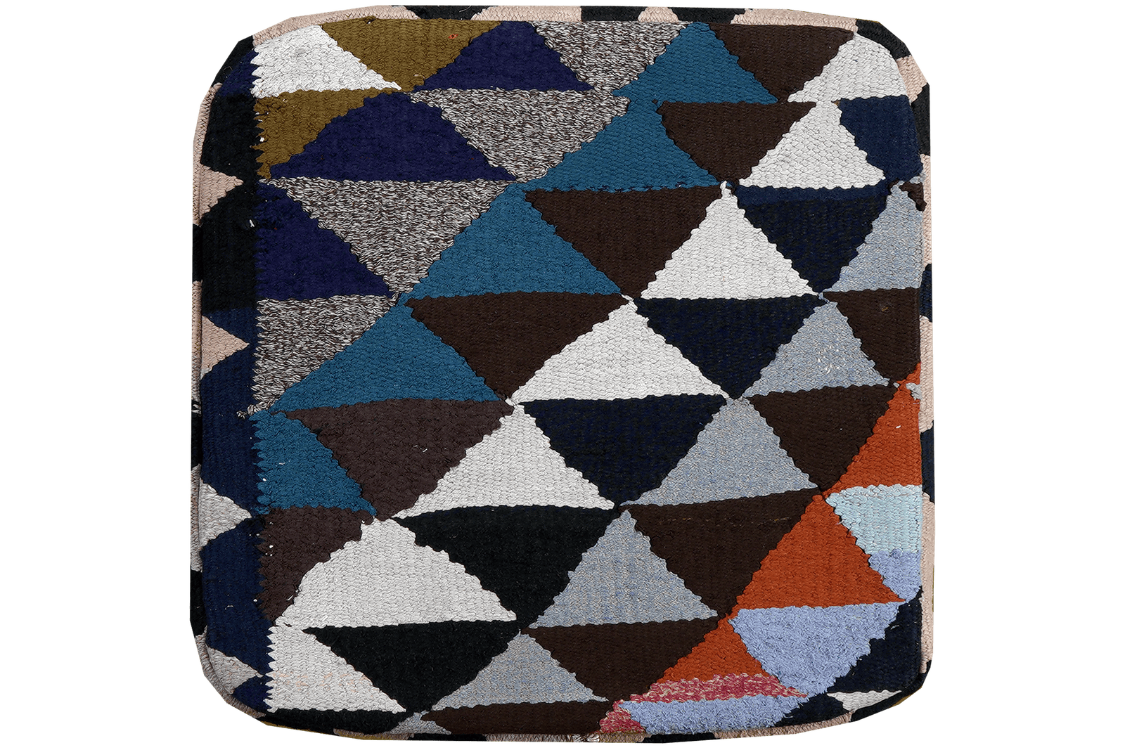 Kelim Pouf — Handmade, 55x55 cm, Multicolor, 100% Virgin Wool | Main view
