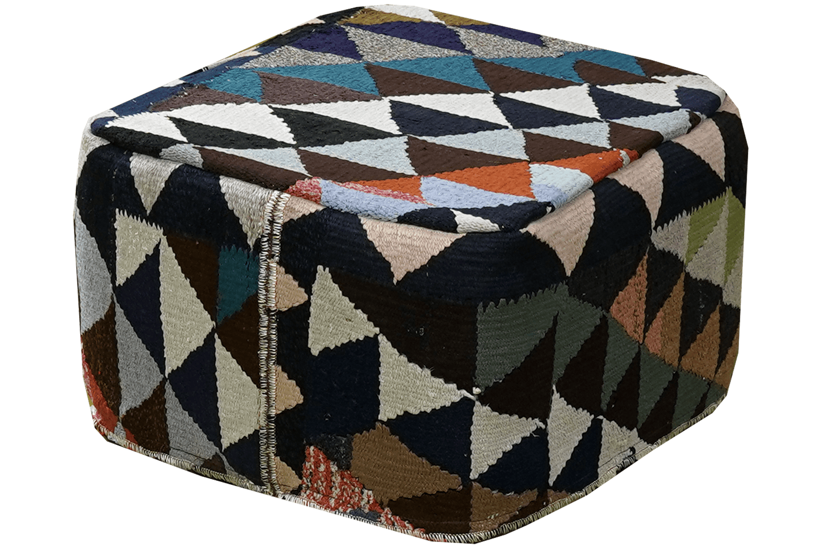 Kelim Pouf — Handmade, 55x55 cm, Multicolor, 100% Virgin Wool | View 4