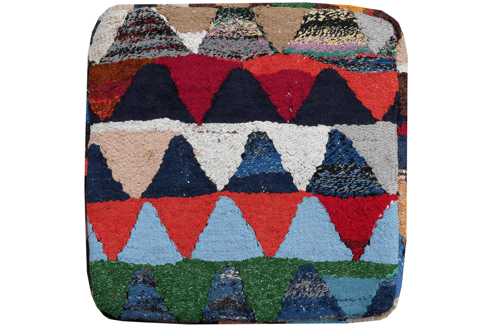 Kelim Pouf — Handmade, 55x55 cm, Multicolor, 100% Virgin Wool | Main view