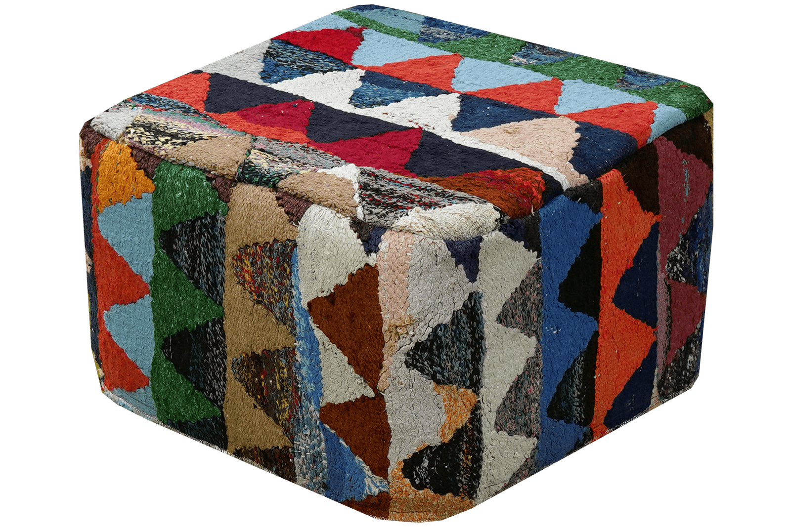 Kelim Pouf — Handmade, 55x55 cm, Multicolor, 100% Virgin Wool | View 3