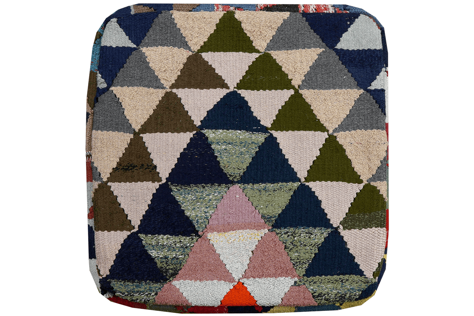 Kelim Pouf — Handmade, 55x55 cm, Multicolor, 100% Virgin Wool | Main view