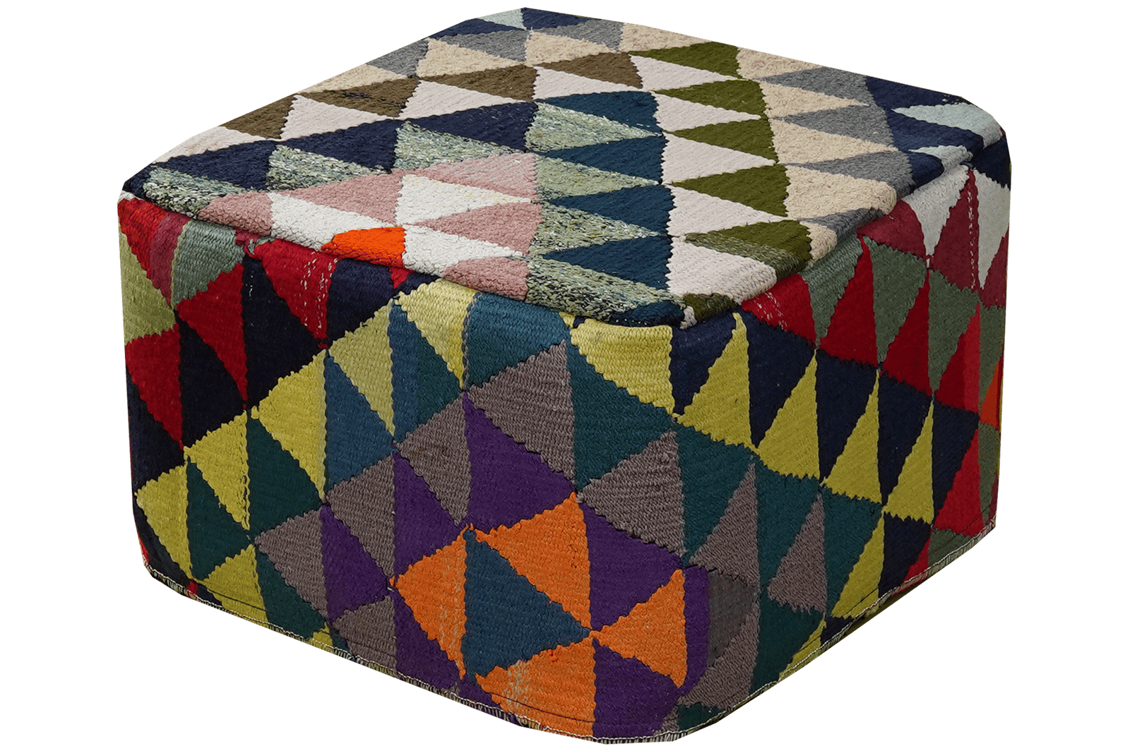 Kelim Pouf — Handmade, 55x55 cm, Multicolor, 100% Virgin Wool | View 4