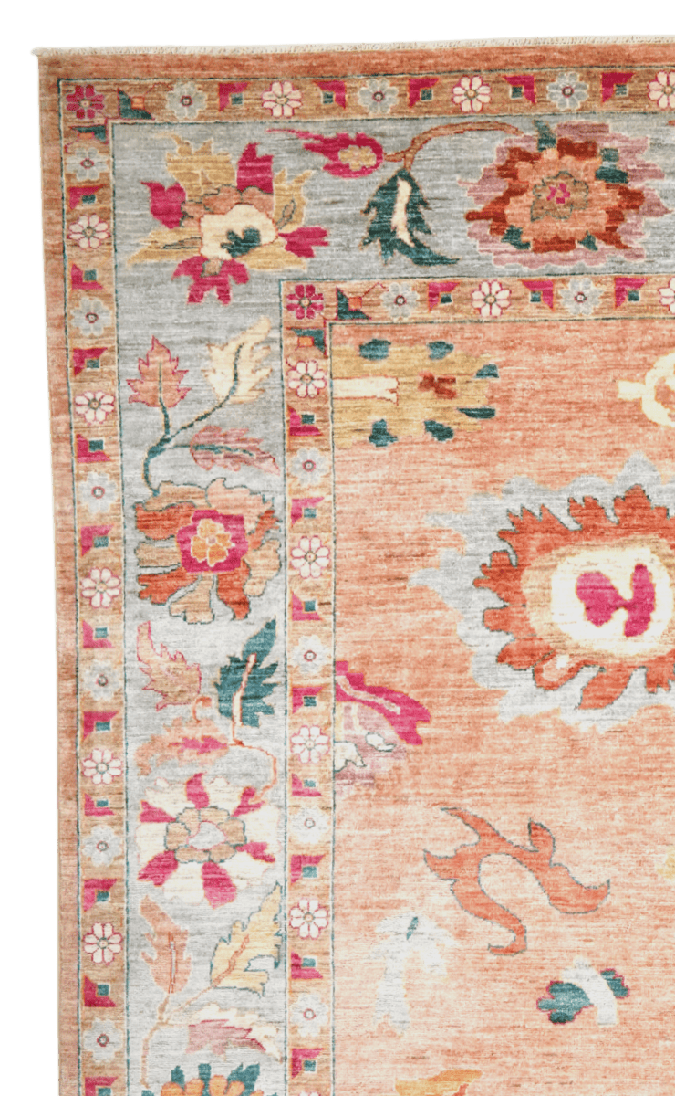 Ushak — Handmade, 246x299 cm, Orange, 100% Cotton | View 3