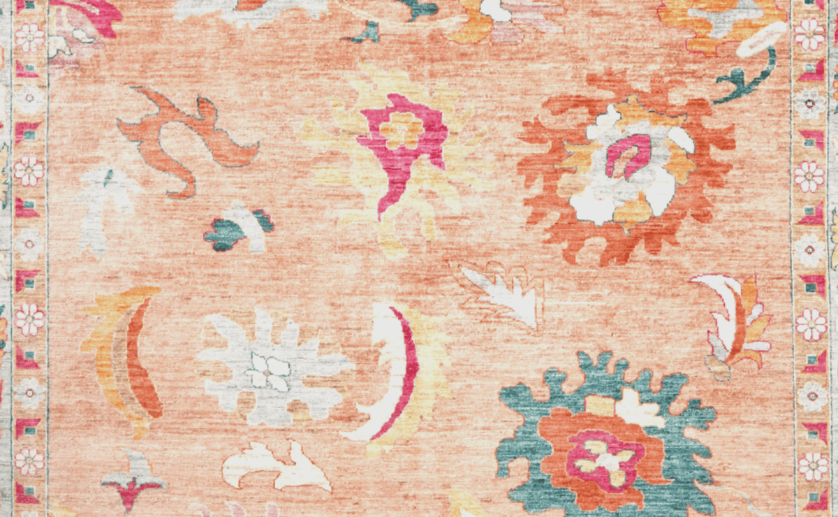 Ushak — Handmade, 246x299 cm, Orange, 100% Cotton | View 4