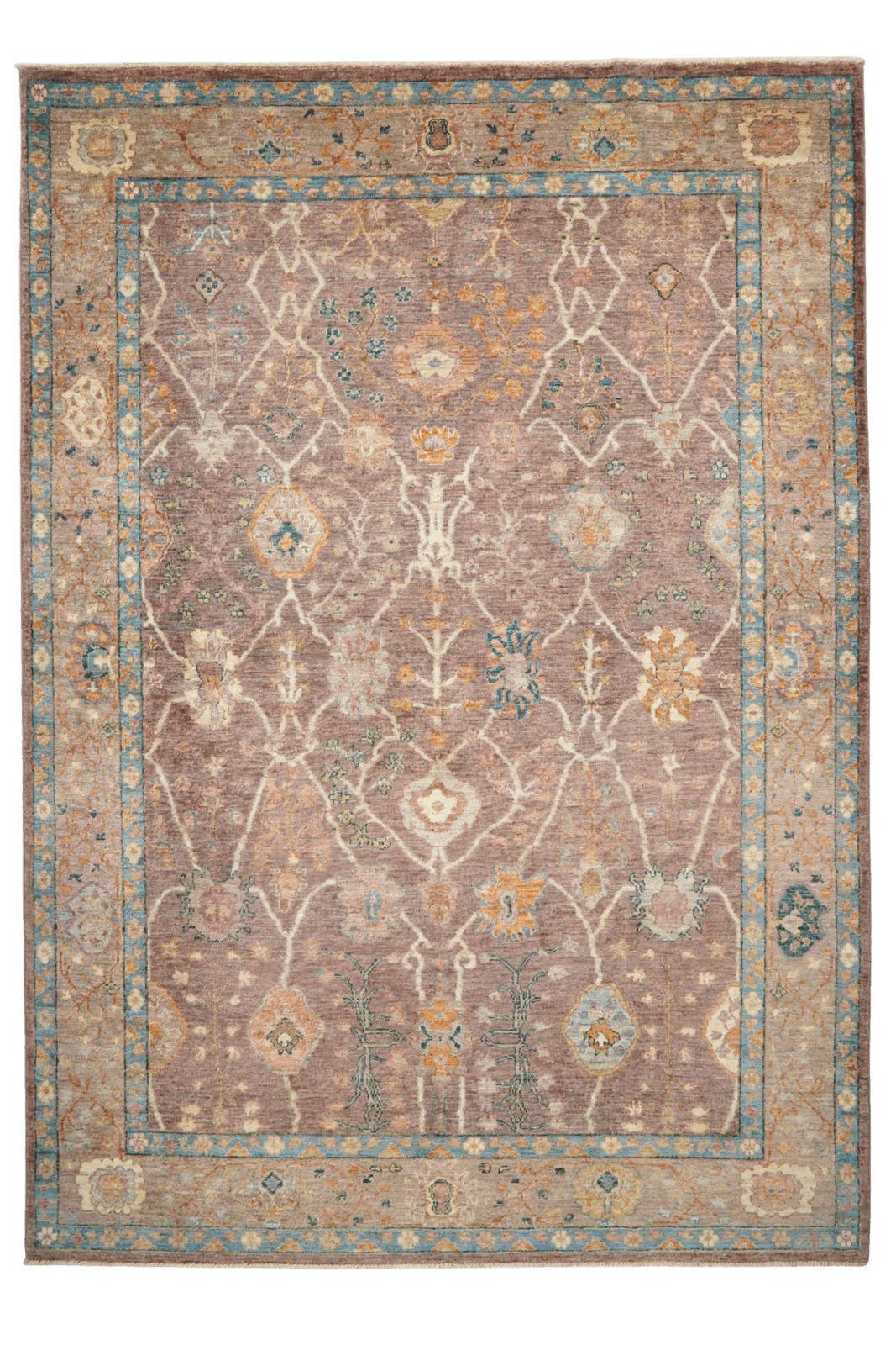 Ushak — Handmade, 173x240 cm, Brown, 100% Cotton | Main view