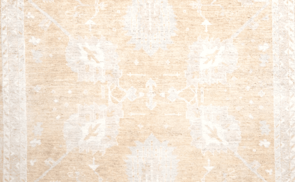 Ushak — Handmade, 246x306 cm, Beige, 100% Cotton | View 4