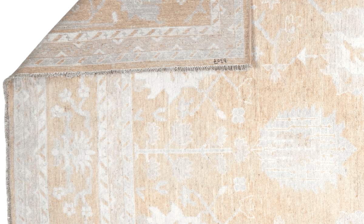 Ushak — Handmade, 246x306 cm, Beige, 100% Cotton | View 5