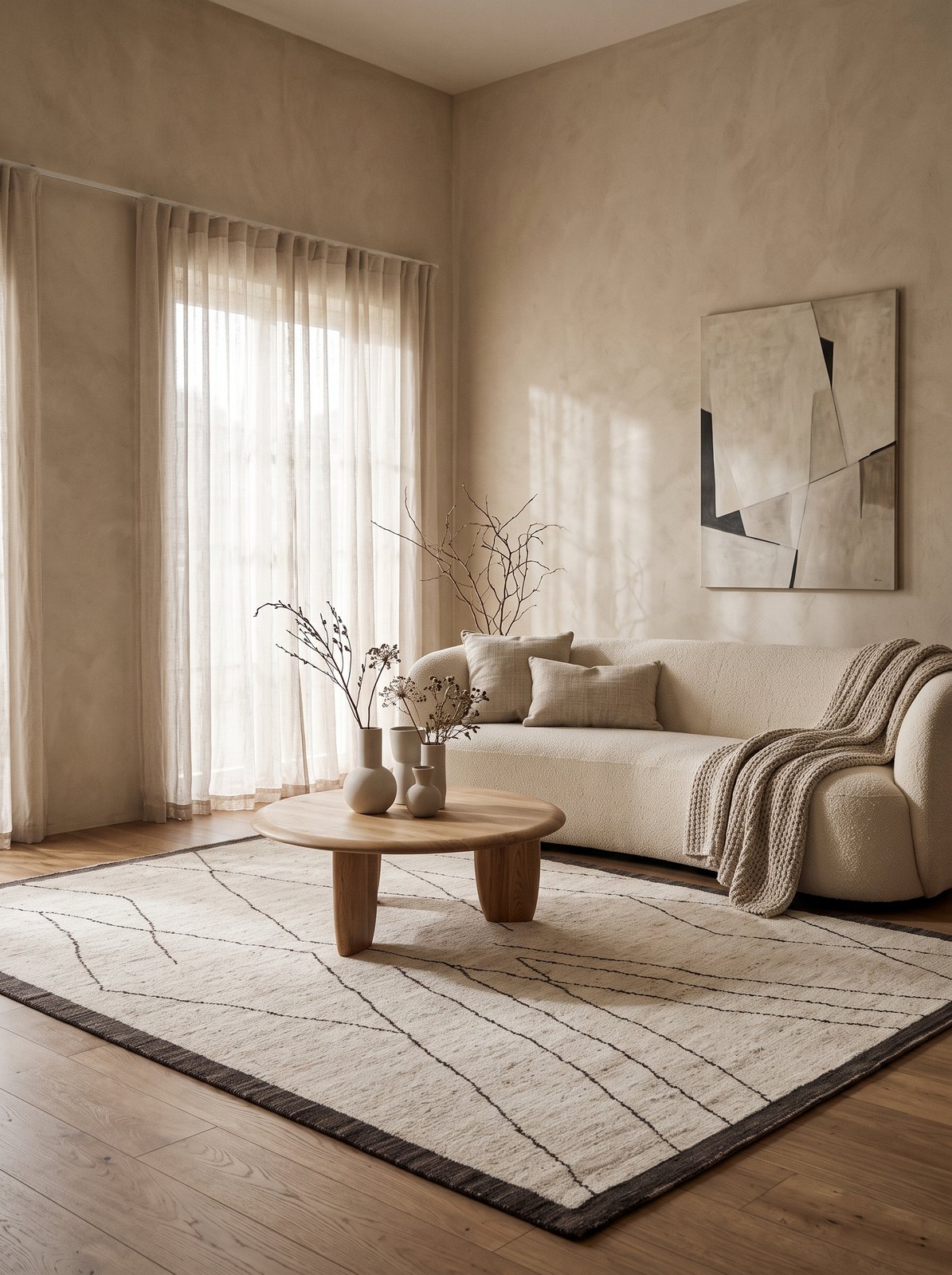Berber — Handmade, 184x238 cm, Beige, 100% Cotton | Detail view