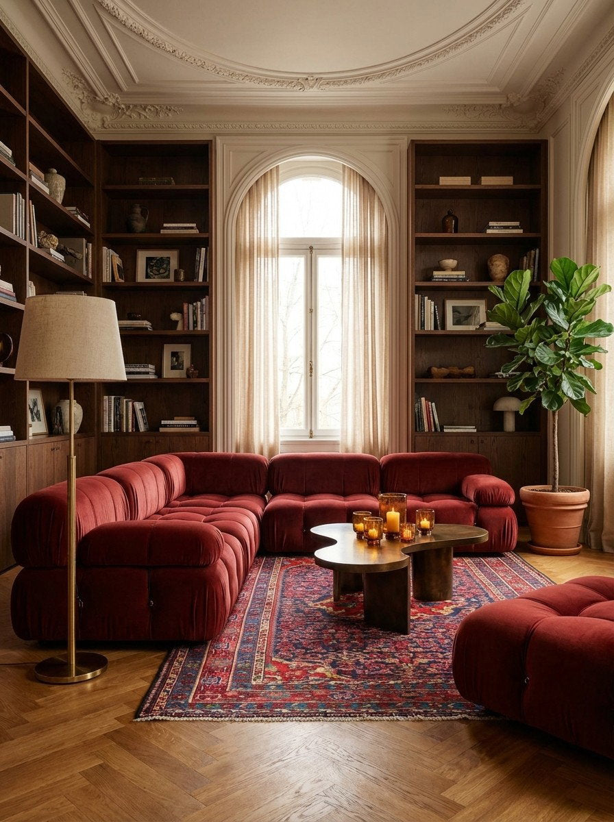 Koutabad — Handgefertigt, 206x148 cm, Rot,blau, 100% Virgin Wool | Back view