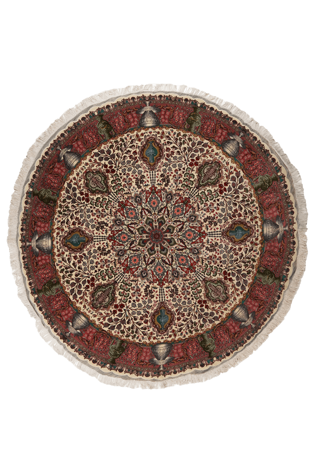 Tabriz Round — Hand-knotted, 204x204 cm, Beige, 100% Virgin Wool | Main view