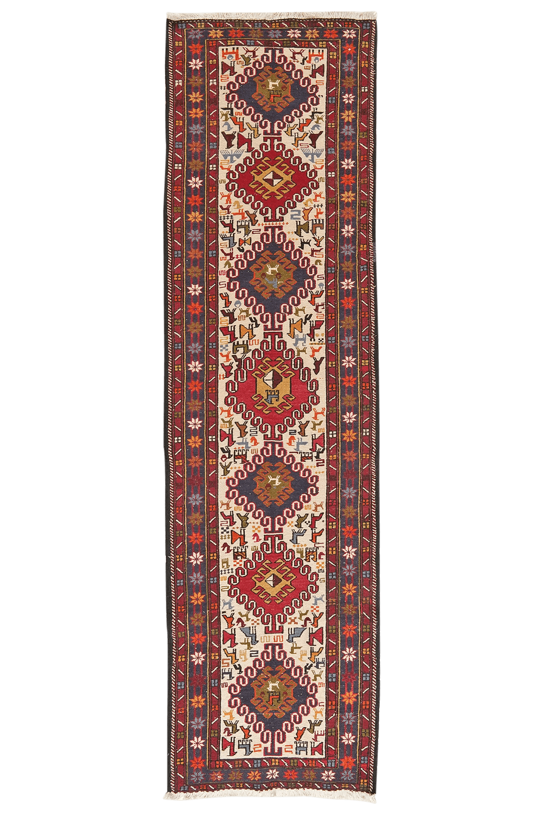 Sumak Shahsavan — Handmade, 74x275 cm, Beige, 100% Virgin Wool | Main view