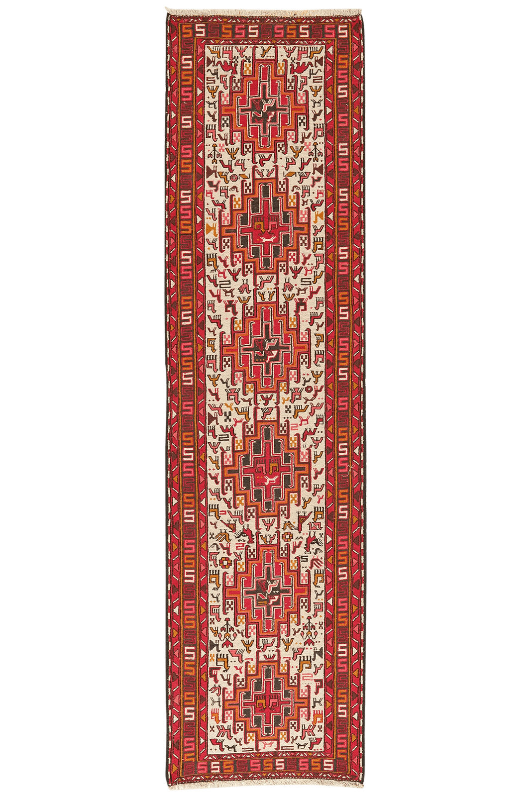 Sumak Shahsavan — Handmade, 75x289 cm, Beige, 100% Virgin Wool | Main view