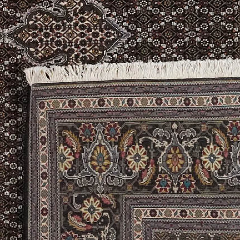Tabriz 40 Raj — Hand-knotted, 257x361 cm, Black, 100% Virgin Wool | View 6
