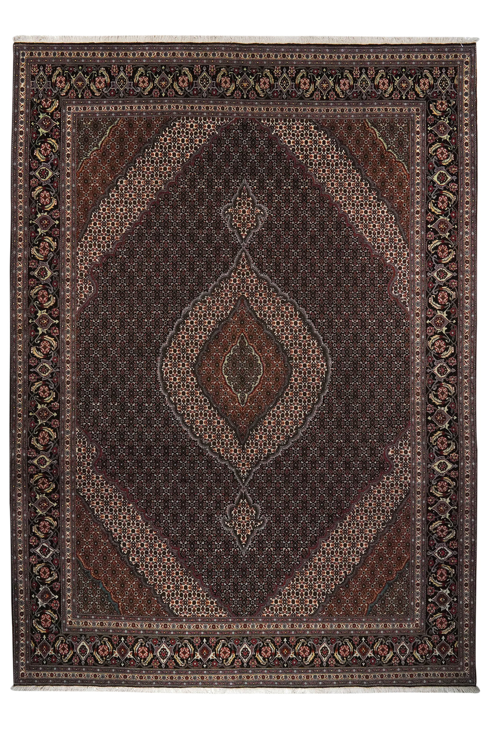 Tabriz 40 Raj — Handgefertigt, 355x261 cm, Schwarz, 100% Virgin Wool | Main view