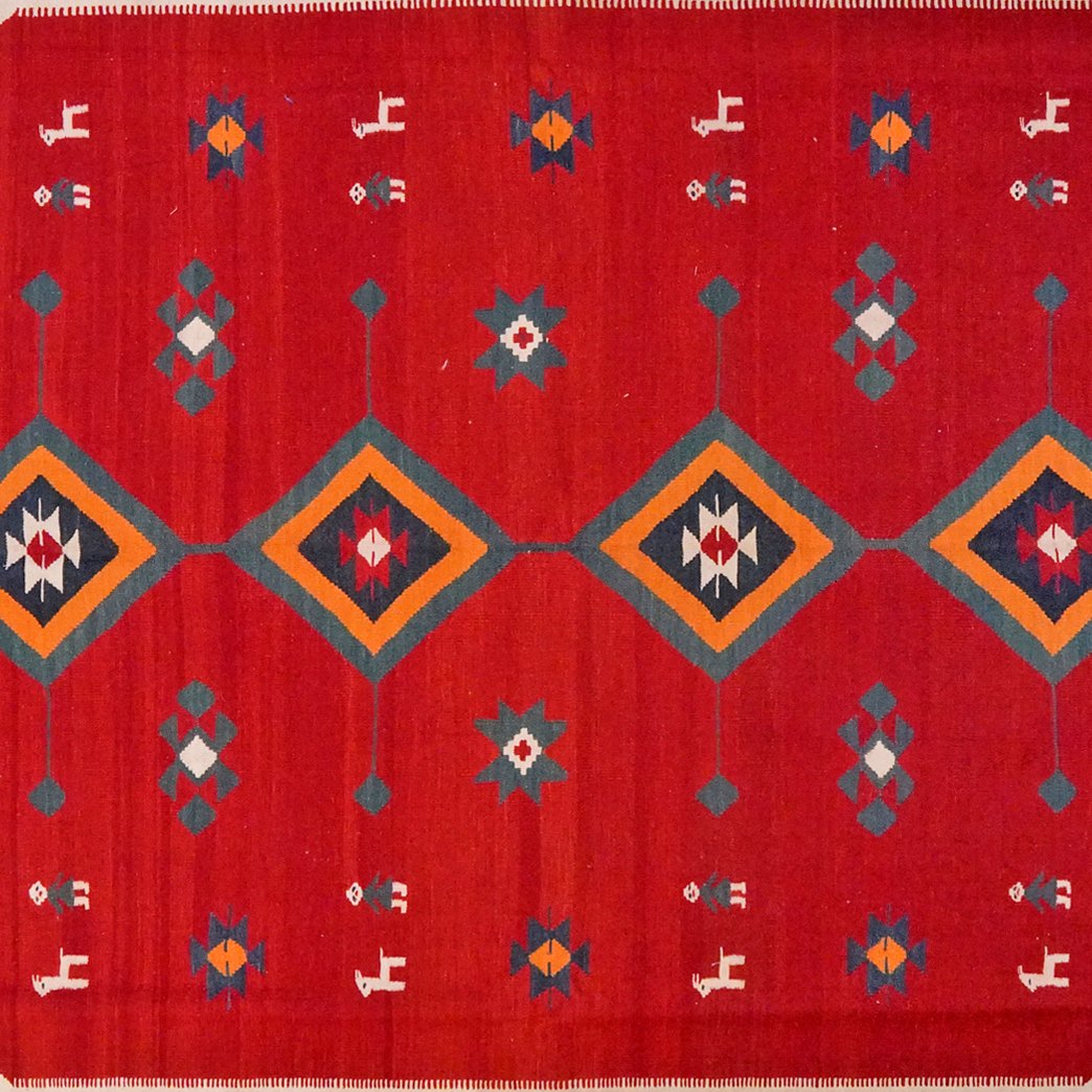 Kelim Gashgai — Handmade, 311x395 cm, Red, 100% Virgin Wool | View 4