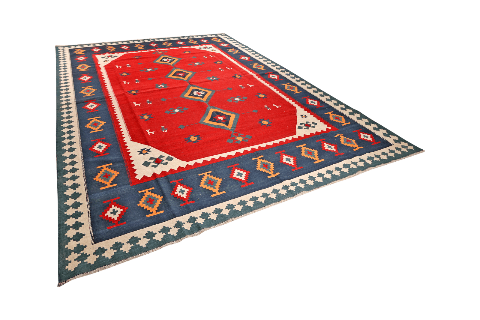 Kelim Gashgai — Handmade, 311x395 cm, Red, 100% Virgin Wool | View 5