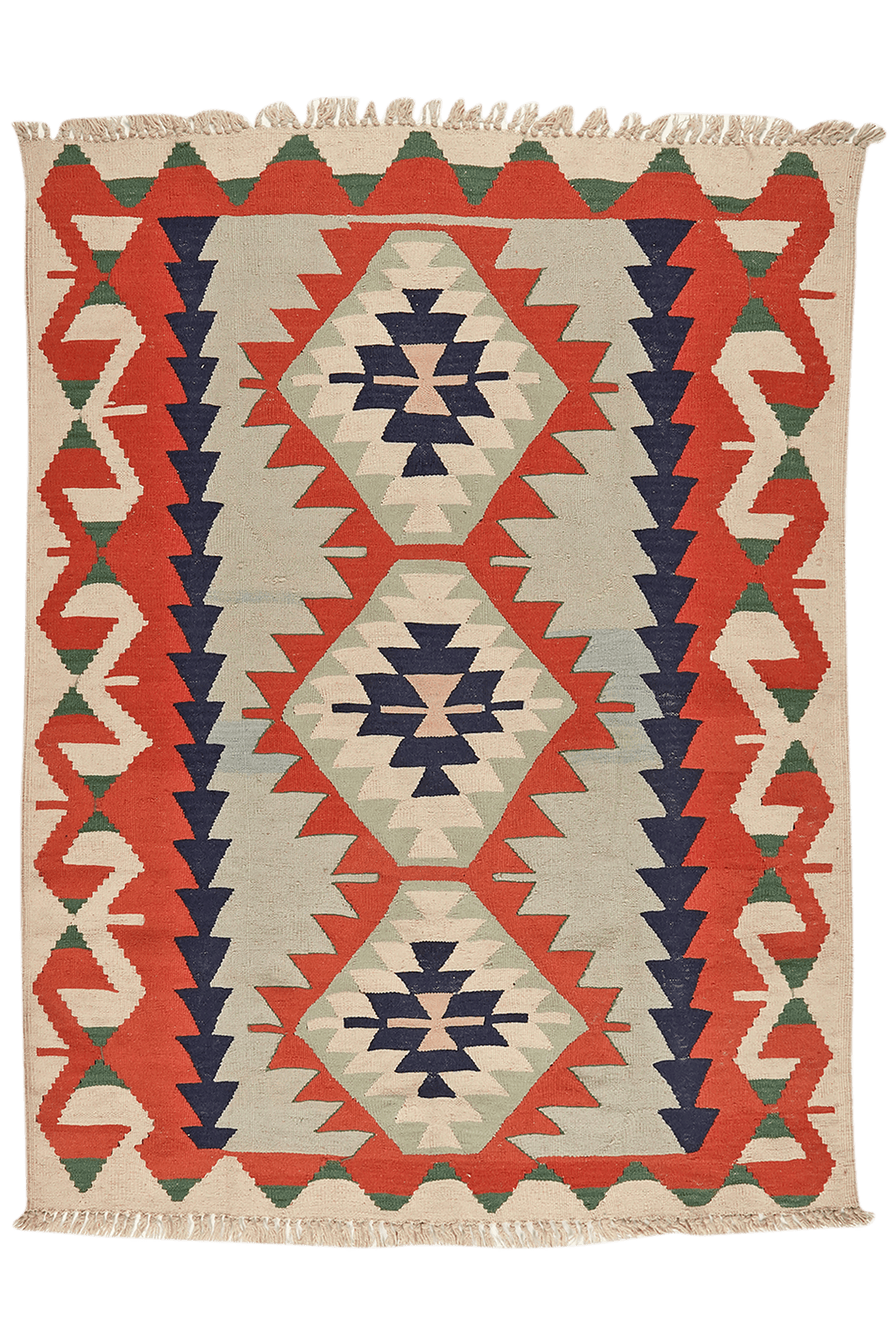 Kelim — Handmade, 114x157 cm, Red, 100% Virgin Wool | Main view