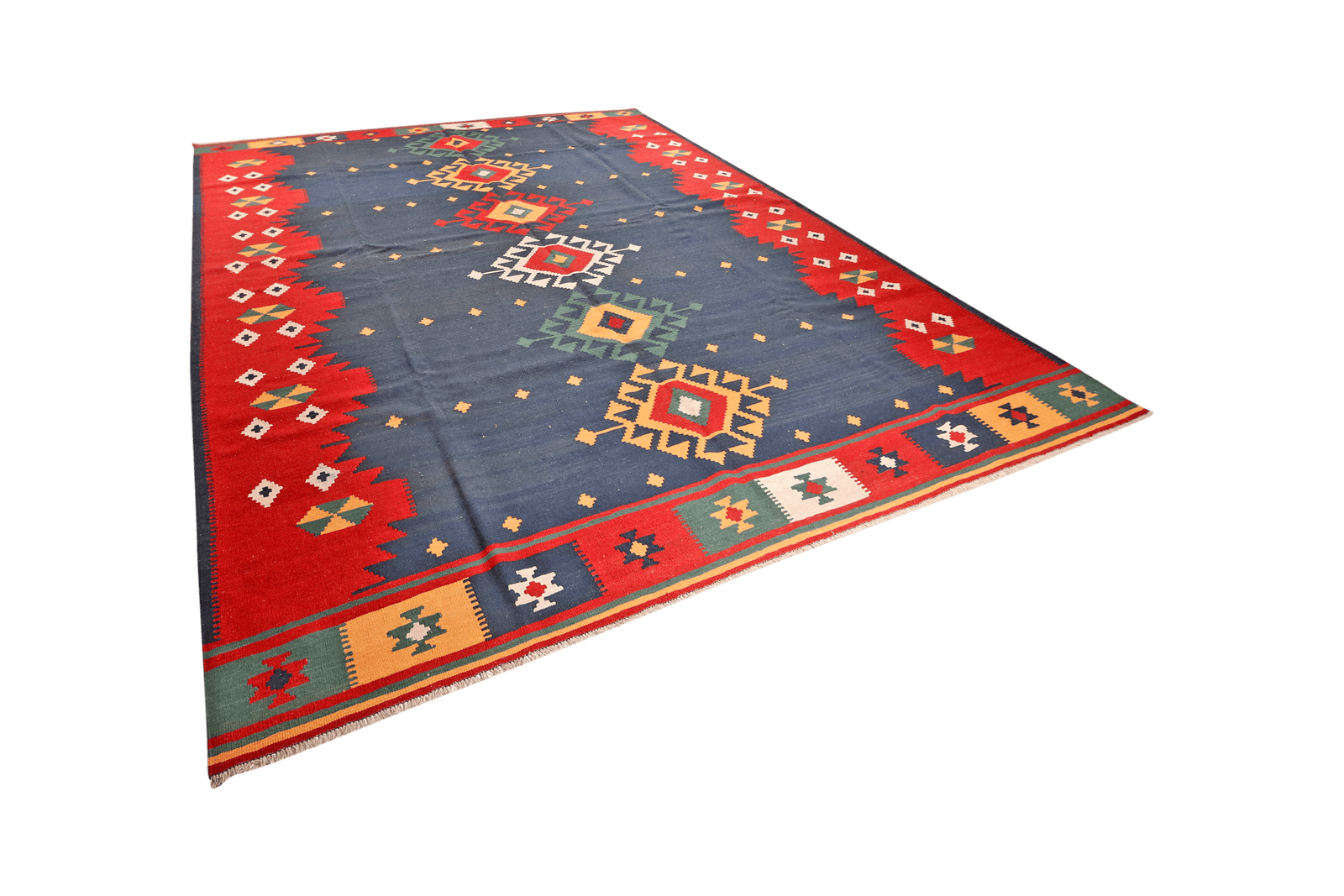 Kelim Gashgai — Handmade, 307x400 cm, Blue, 100% Virgin Wool | View 5