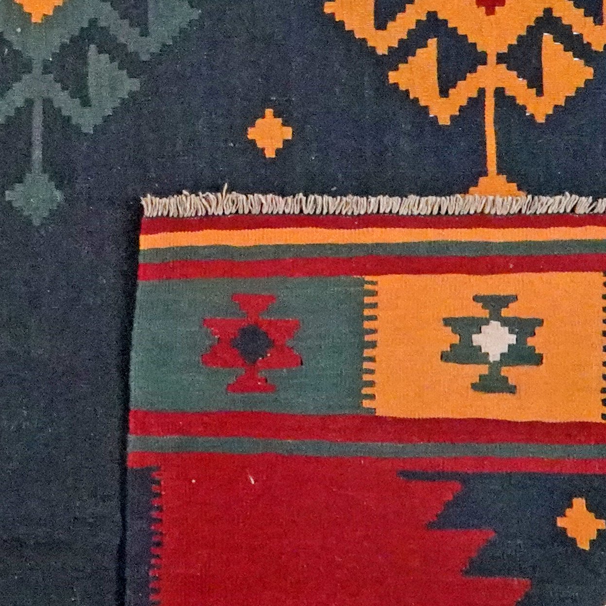 Kelim Gashgai — Handmade, 307x400 cm, Blue, 100% Virgin Wool | View 6