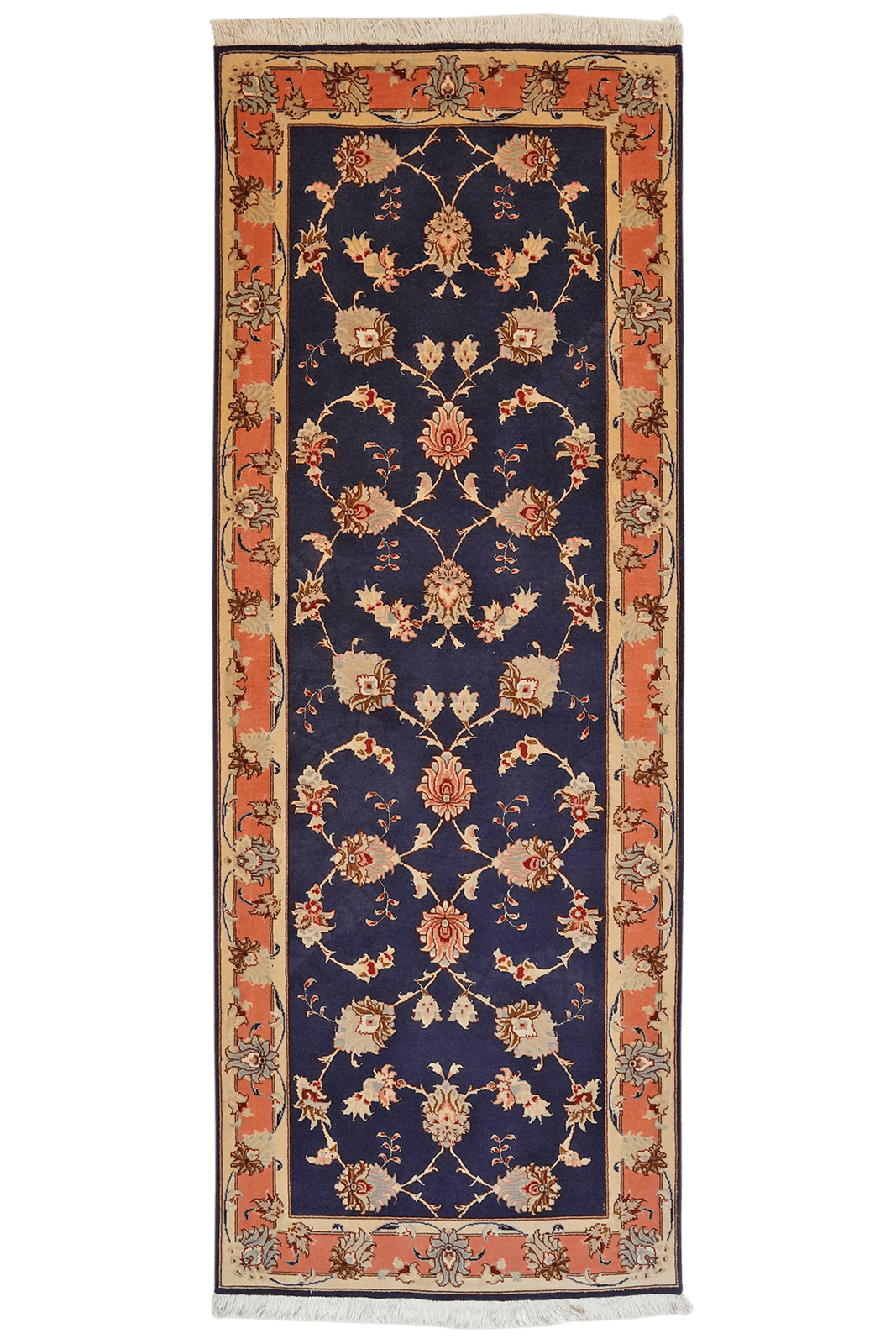 Tabriz 50 Raj — Hand-knotted, 75x201 cm, Blue, 100% Virgin Wool | Main view