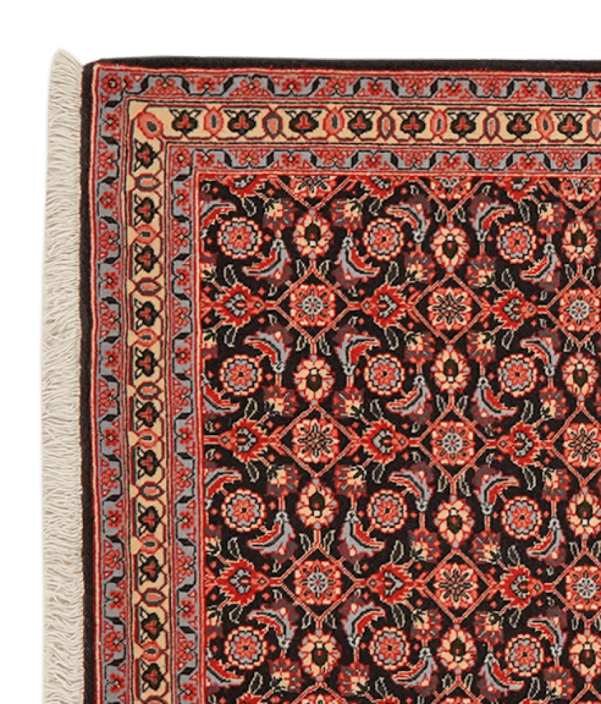 Tabriz 50 Raj — Hand-knotted, 69x200 cm, Black, 100% Virgin Wool | View 3
