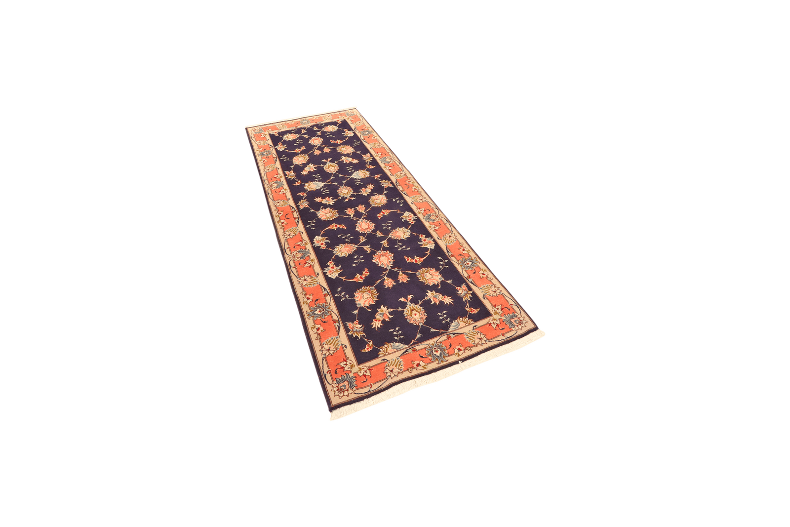 Tabriz 50 Raj — Hand-knotted, 79x201 cm, Blue, 100% Virgin Wool | View 5