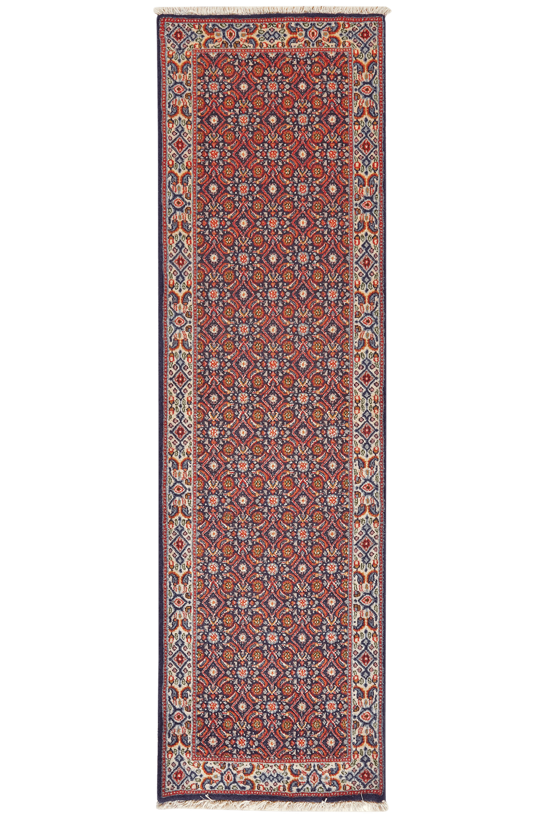 Moud Mahi — Hand-knotted, 56x197 cm, Blue, 100% Virgin Wool | Main view