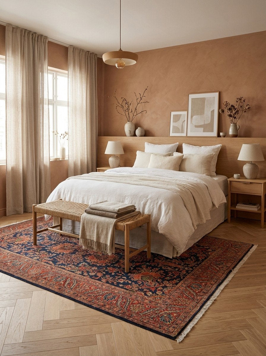 Ekbatan — Handgefertigt, 293x197 cm, Rot, 100% Virgin Wool | Detail view