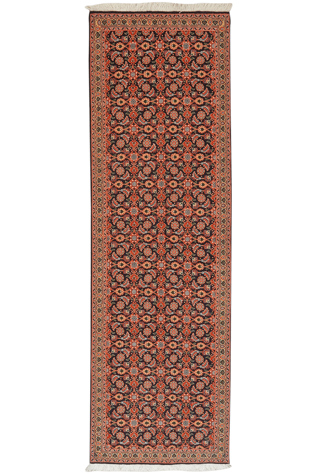 Tabriz 50 Raj — Hand-knotted, 61x199 cm, Orange, 100% Virgin Wool | Main view