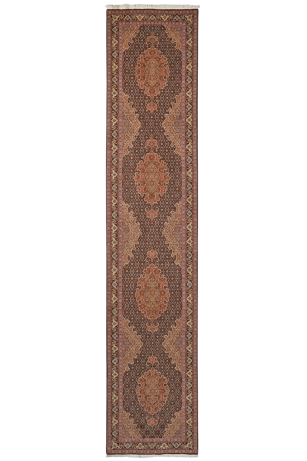 Tabriz 50 Raj — Hand-knotted, 80x399 cm, Black, 100% Virgin Wool | Main view