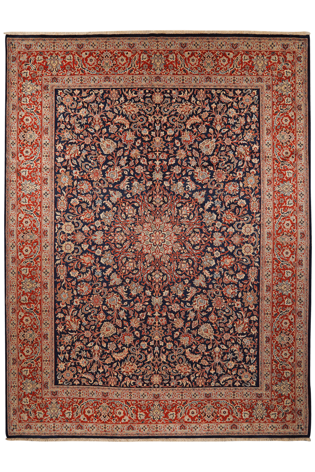 Kirman — Hand-knotted, 300x400 cm, Blue, 100% Virgin Wool | Main view