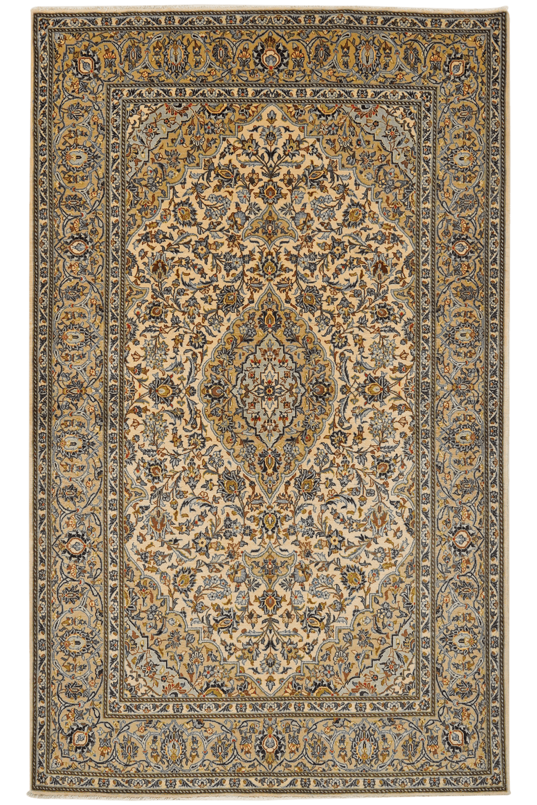 Kashan — Hand-knotted, 139x227 cm, Beige, 100% Virgin Wool | Main view