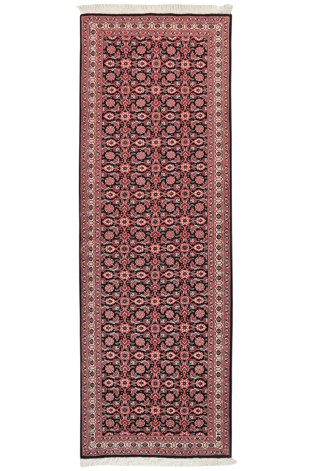 Tabriz 50 Raj — Hand-knotted, 65x195 cm, Black, 100% Virgin Wool | Main view