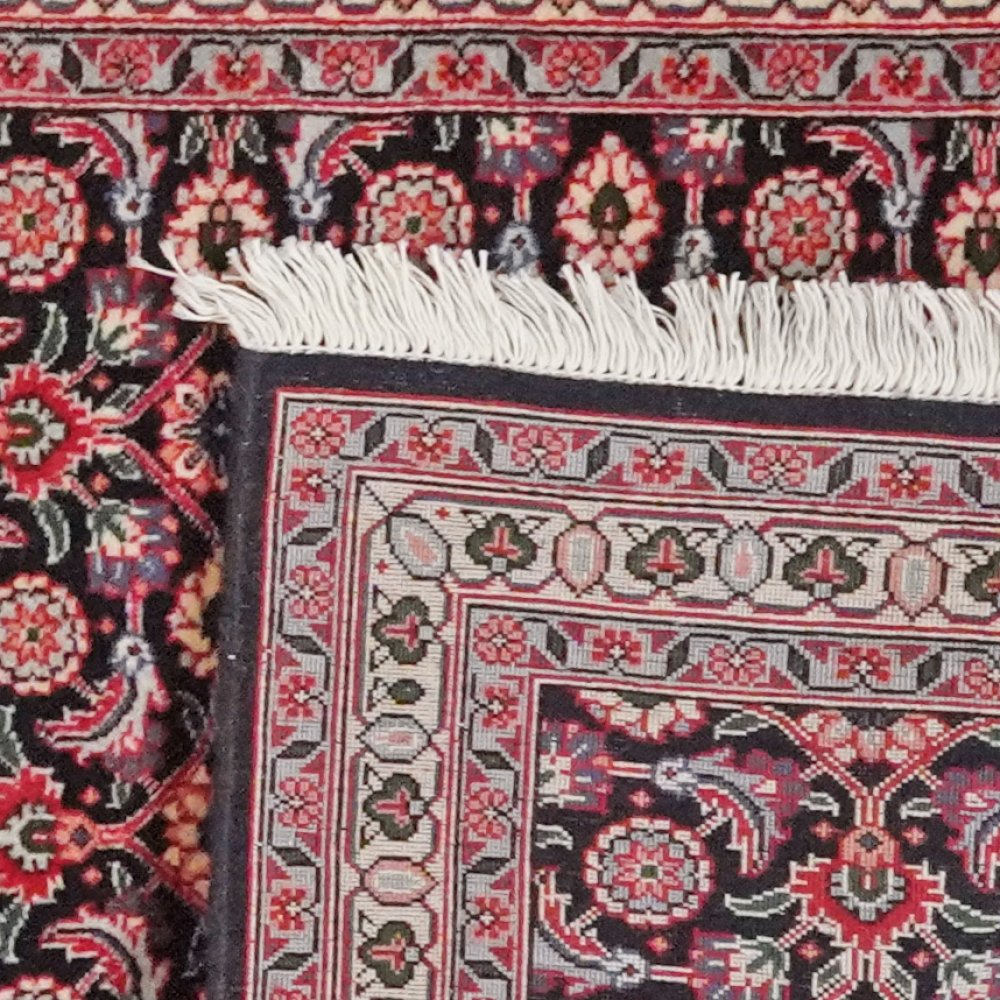 Tabriz 50 Raj — Hand-knotted, 65x195 cm, Black, 100% Virgin Wool | View 6
