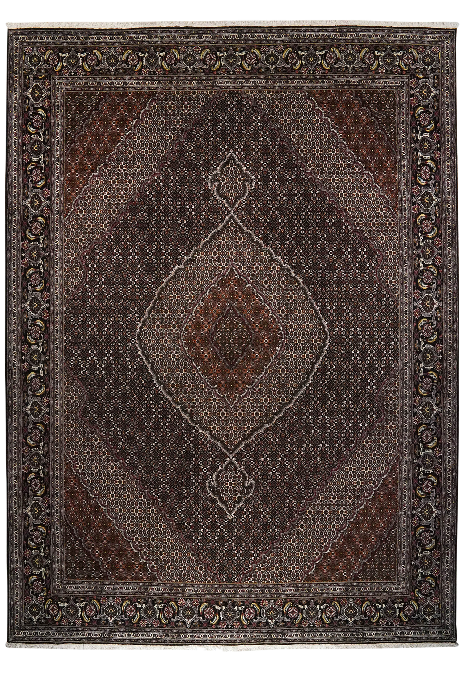 Tabriz 40 Raj — Handgefertigt, 346x250 cm, Schwarz, 100% Virgin Wool | Main view