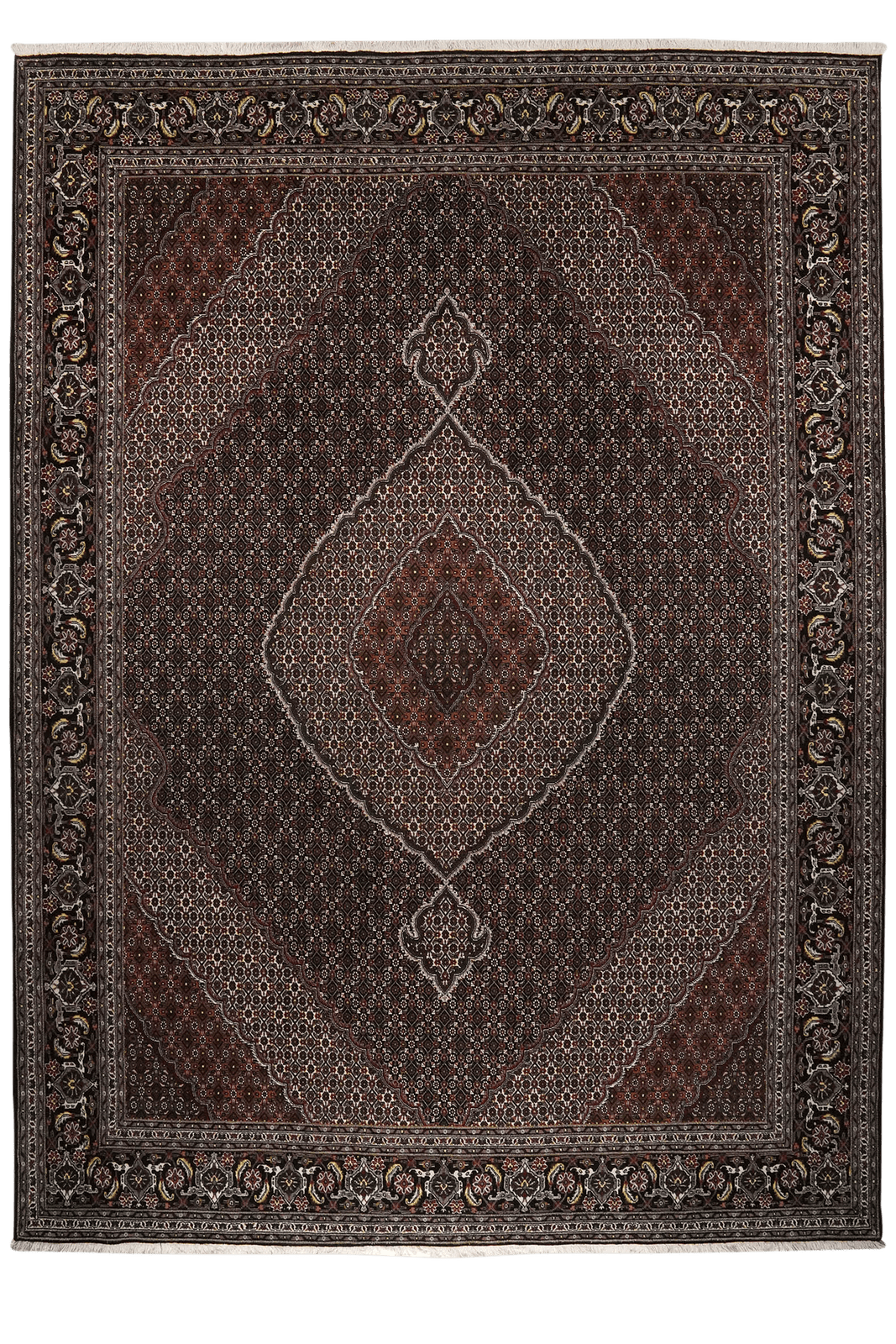 Tabriz 40 Raj — Hand-knotted, 250x346 cm, Black, 100% Virgin Wool | Main view