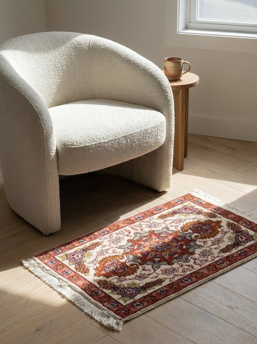 Tabriz 50 Raj — Handgefertigt, 45x33 cm, Rot, 100% Virgin Wool | Detail view