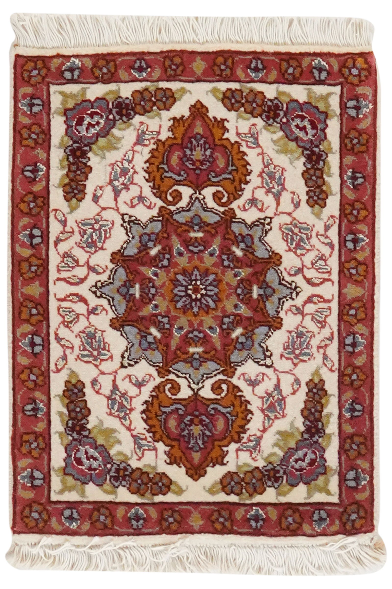 Tabriz 50 Raj — Handgefertigt, 45x33 cm, Rot, 100% Virgin Wool | Main view