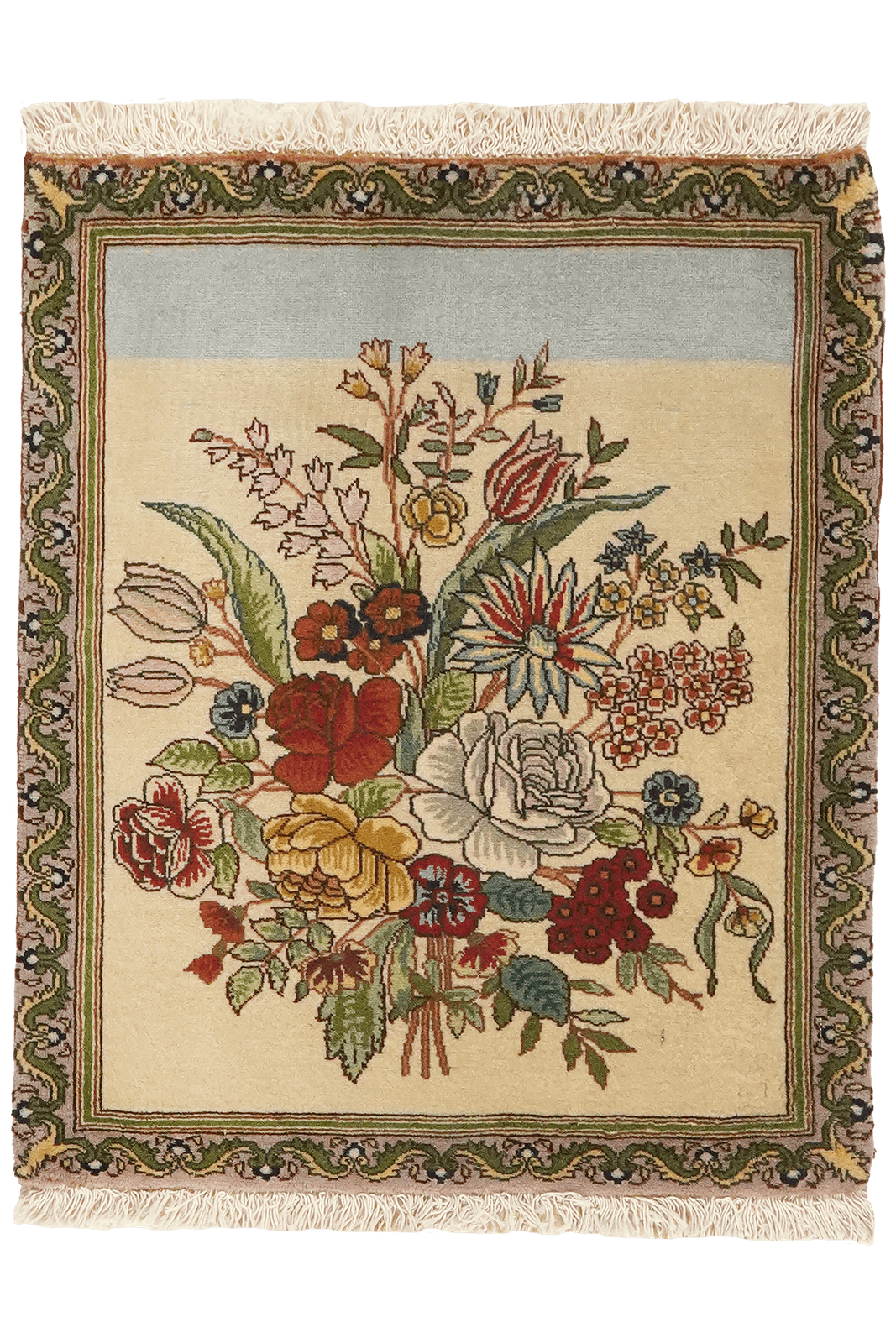 Tabriz Old — Hand-knotted, 53x63 cm, Beige, 100% Virgin Wool | Main view