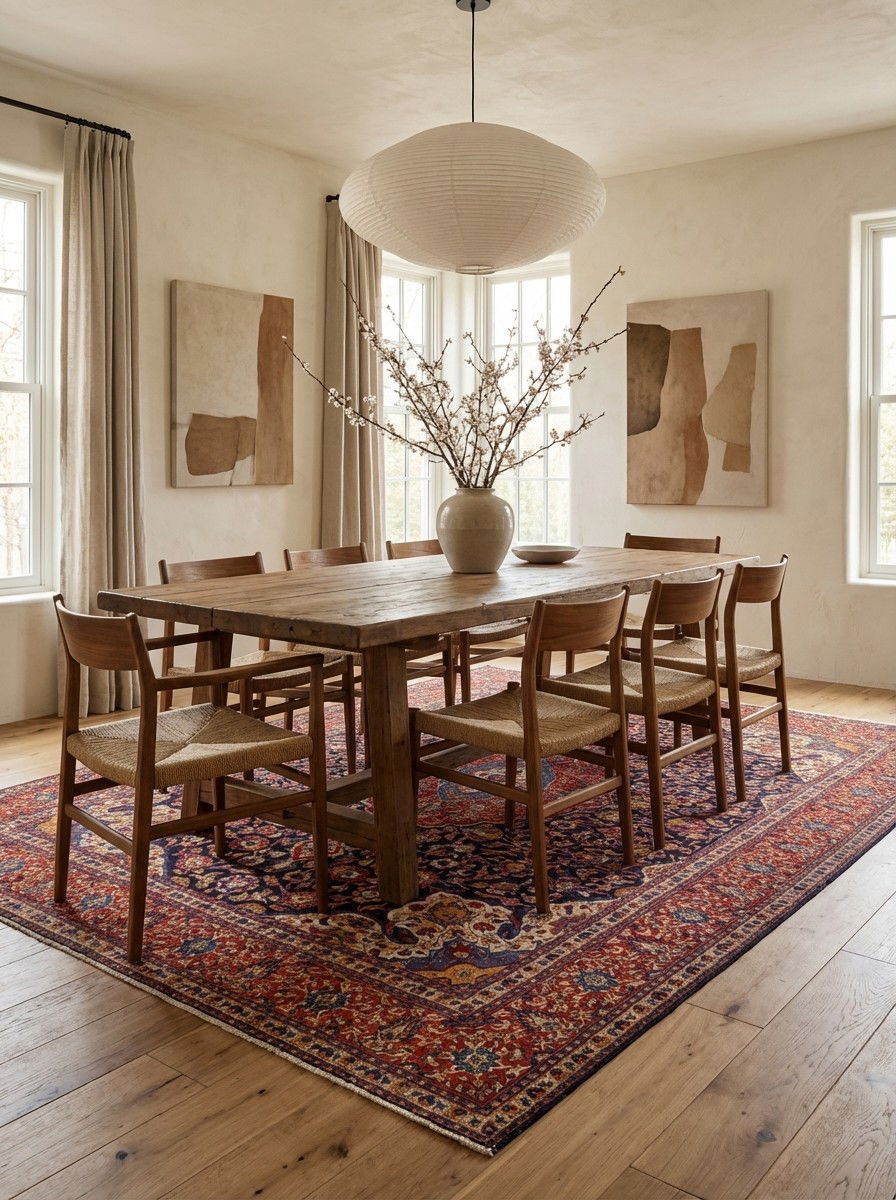 Sarough — Handgefertigt, 384x296 cm, Rot, 100% Virgin Wool | Detail view