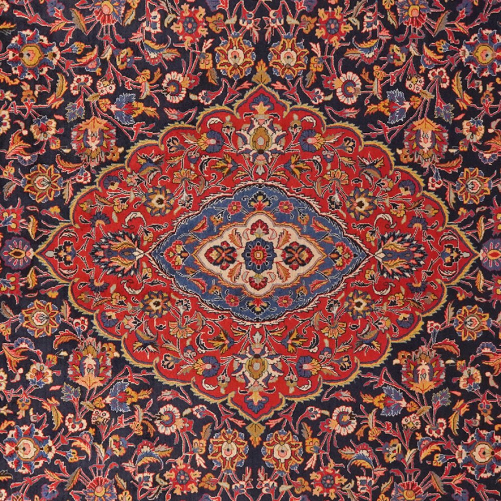 Sarough — Hand-knotted, 296x384 cm, Blue, 100% Virgin Wool | View 4