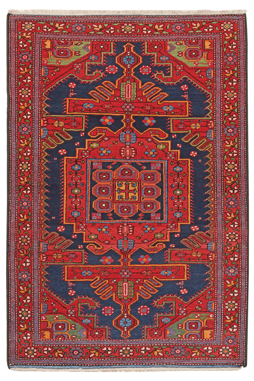 Mahabad — Hand-knotted, 130x195 cm, Blue, 100% Virgin Wool | Main view