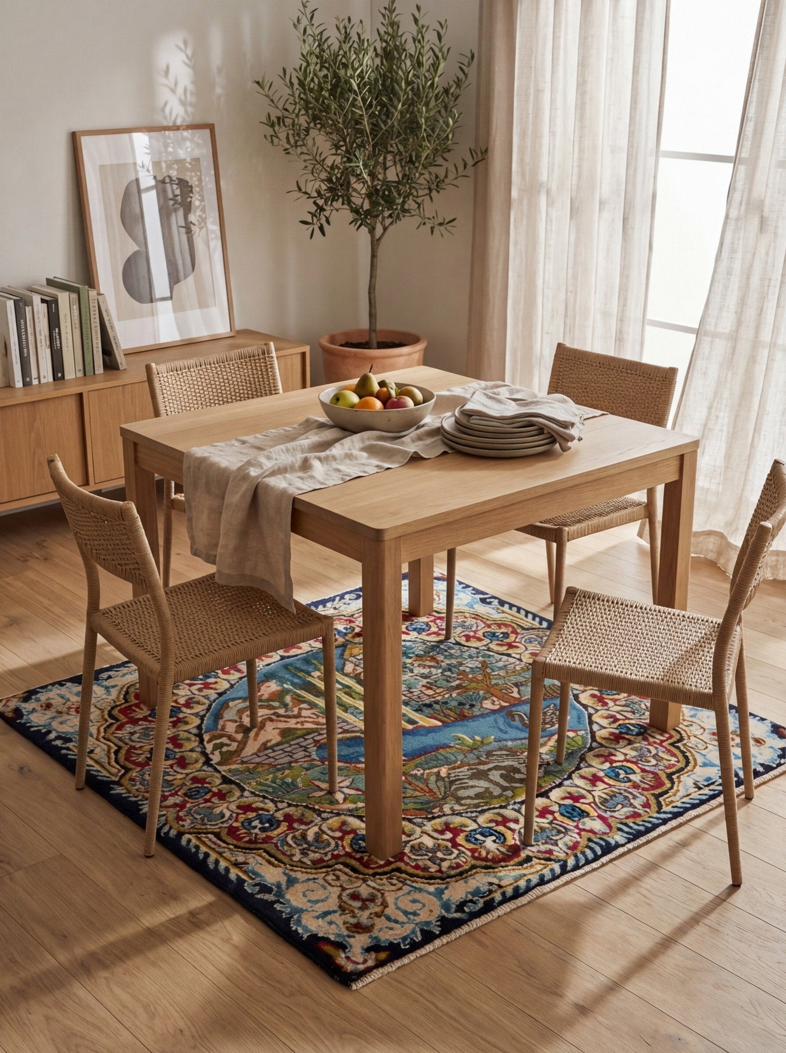 Kirman — Handgefertigt, 53x53 cm, Bunt, 100% Virgin Wool | Detail view